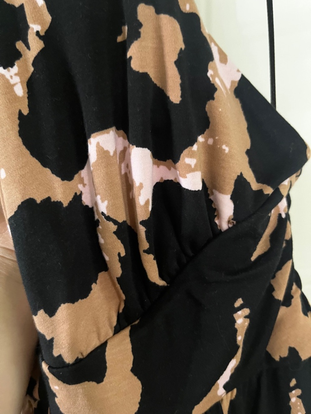 Diane Von Furstenberg Halter Jumpsuit in Black and Blush Animal Print - Picture 6 of 6